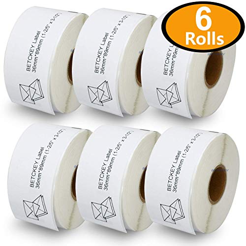 Betckey - Compatible Dymo 30321 (1-4/10" X 3-1/2") Address Labels, Strong Adhesive & Perforated, Compatible With Dymo Labelwriter 450, 4Xl, Rollo & Zebra Desktop Printers [6 Rolls/1560 Labels] #TOP6