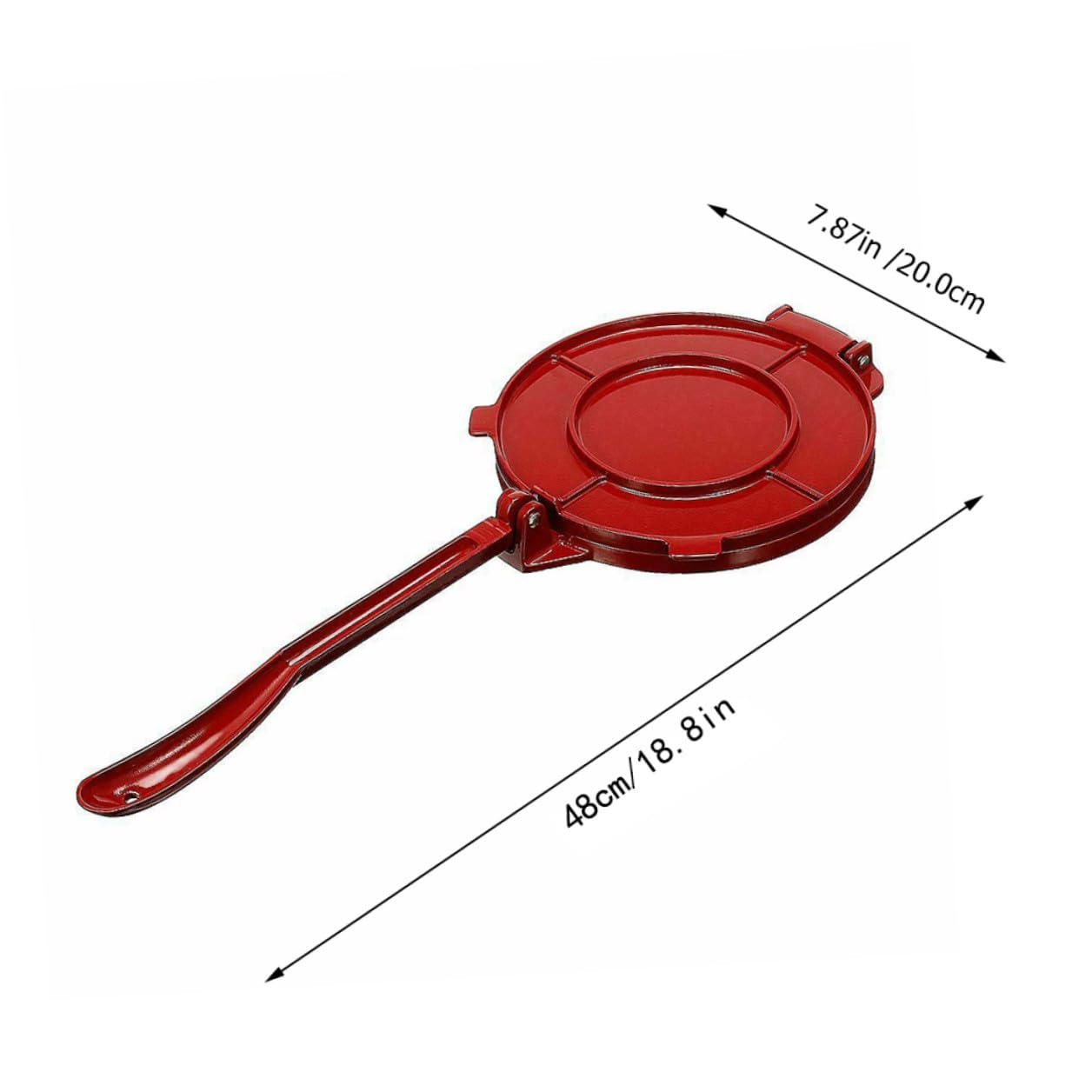 Prensa para Tortillas de Aluminio Rojo, Redonda, para Masa | Empanadas y Masa de Maíz o Harina, Prensado Uniforme, Uso en Recetas de Cocina