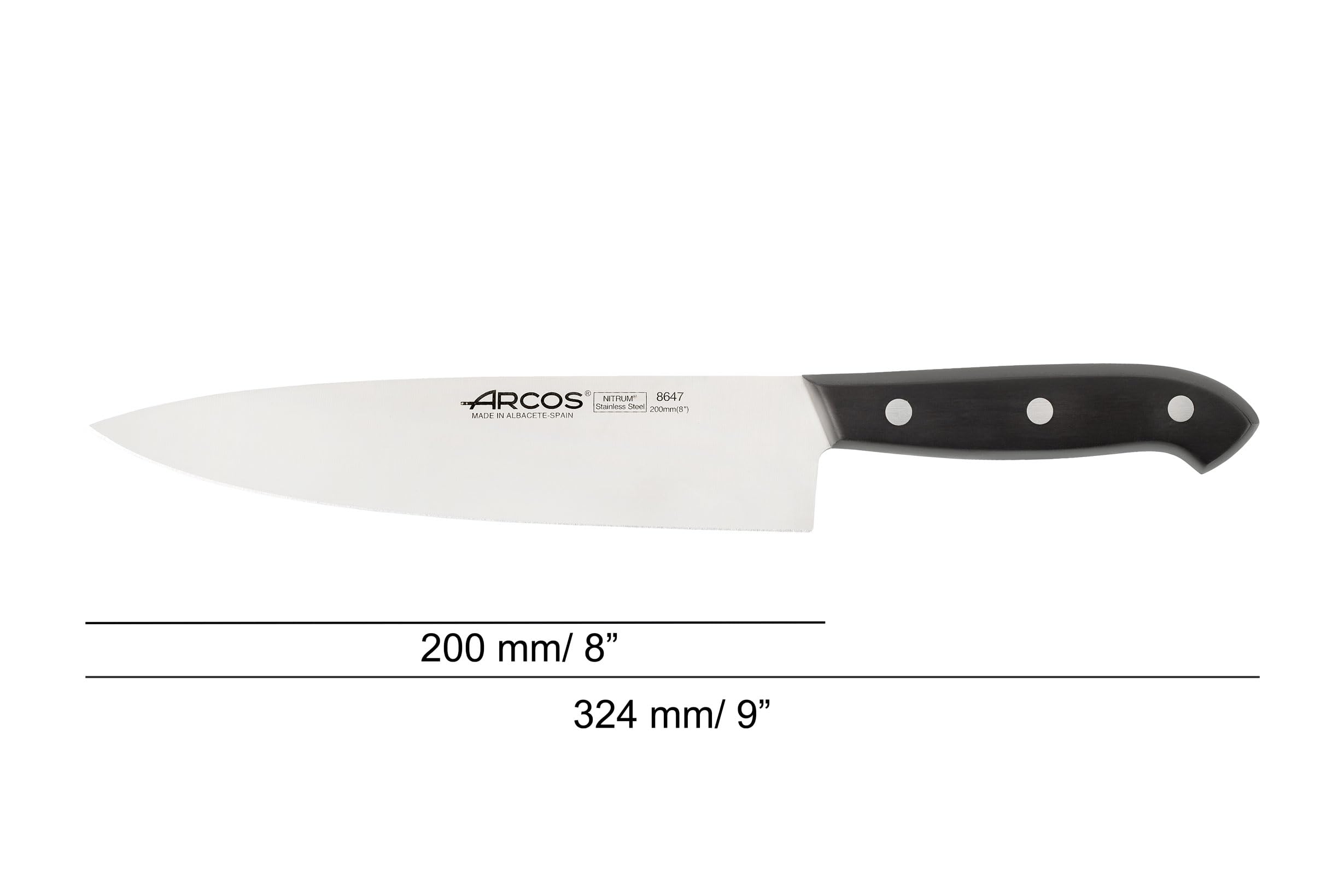 Arcos Juego Cuchillos Cocina Profesionales 3 Piezas Mango Negro
