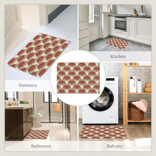 Moquette pour chambre douce à motifs géométriques ondulés rouge - 8