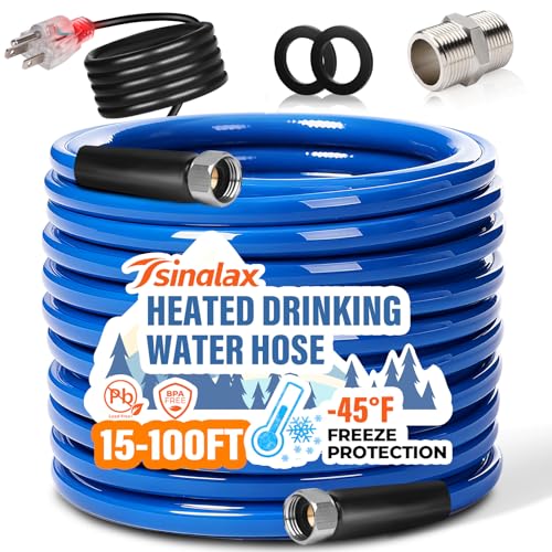 Image of 100FT Heated Water Hose for Rv,-45 ℉ Antifreeze Heated Drinking Garden Water Hose,Lead-Free & BPA-Free, Rv Freshwater Hoses with Fittings, Rv Accessories