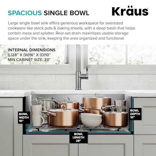 KRAUS Stainless Steel 30 in 16 Gauge Undermount Kitchen Sink KHU100-30 | 16-gauge TRU16 steel construction, rounded corners for easy cleaning, channel grooves for draining, NoiseDefend pads - image 7