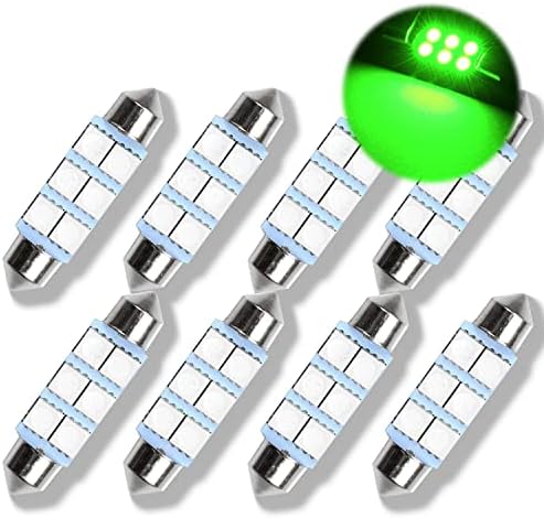 SAWE - 1.72" 42mm 41mm 6-SMD 5050 Festoon LED Bulbs For Dome Map Light 211-2 578 (8 pieces) (Green)