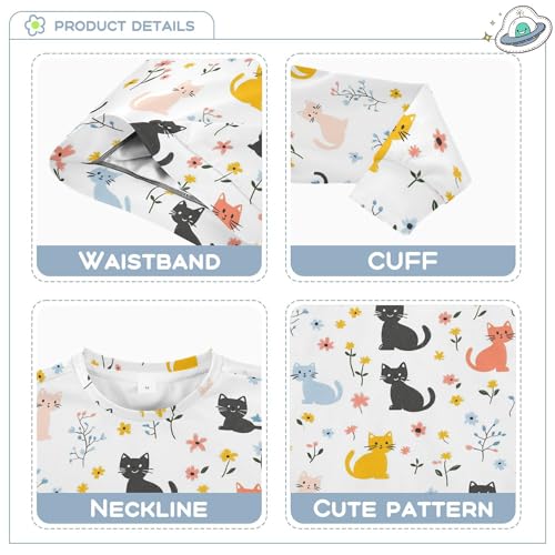 JUNZAN Cartoon Sweet Cat White Kids Boys Pullover Hoodie Fleece Sweatshirts for Boys Athletic 4T3