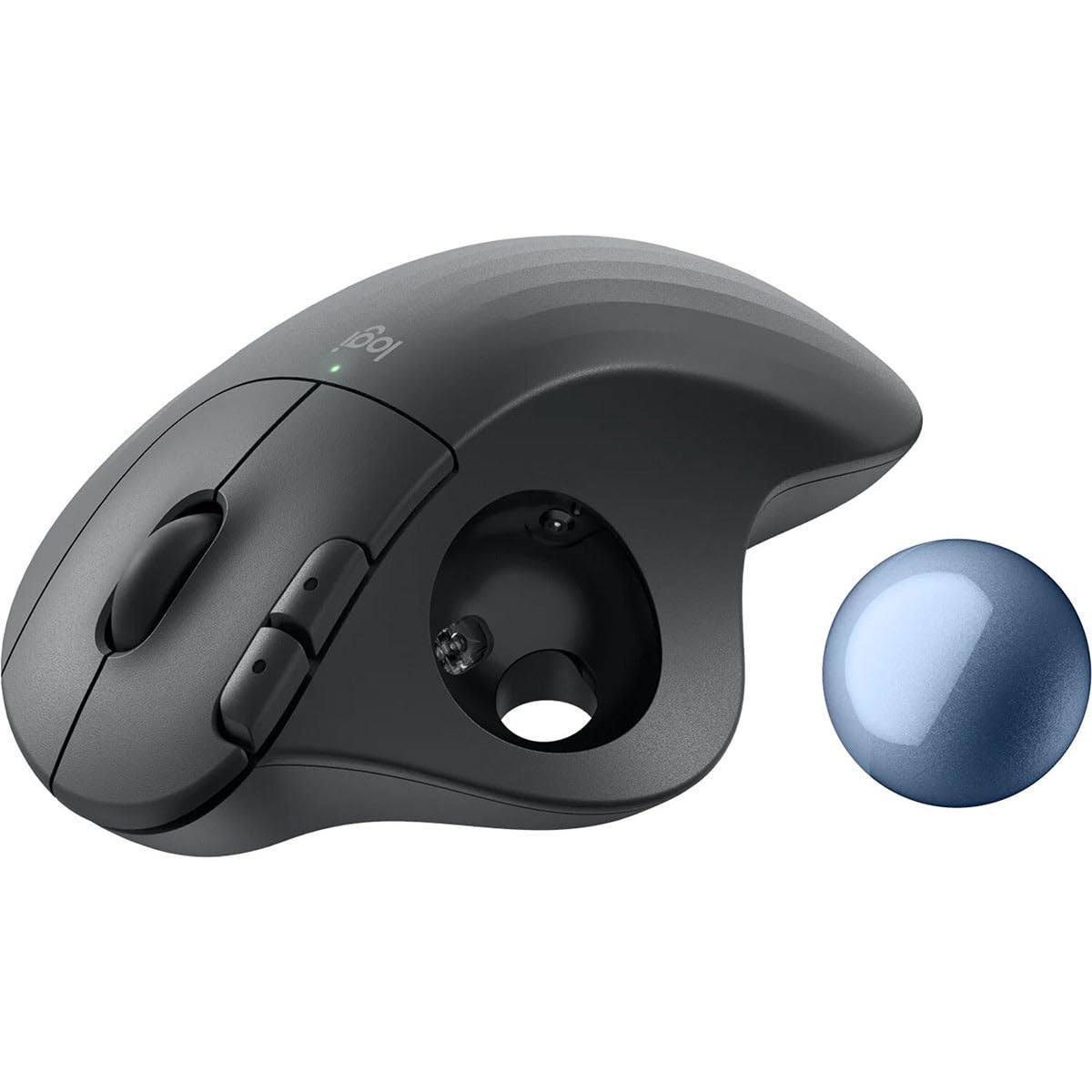 Logitech Ergo M575S Wireless Ergonomic Trackball Mouse, Black/Blue (910-007026)