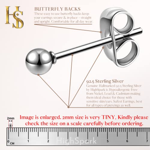 925 Silver 2mm Ball Stud Earrings