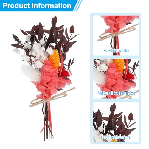 Mini ramo de flores secas PATIKIL, 6 piezas, rojo vino miniatura 3