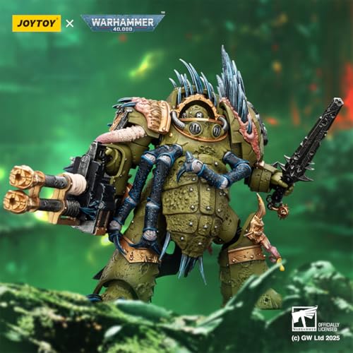 Image of JOYTOY Death Guard Warhammer 40k 1 /18 Action Figure Death Guard Blightlord Terminator 1 with Reaper Autocannon and Bubotic Blades Collectible Gifts,Toys for Kids 15+ and Adults 4.8-inch