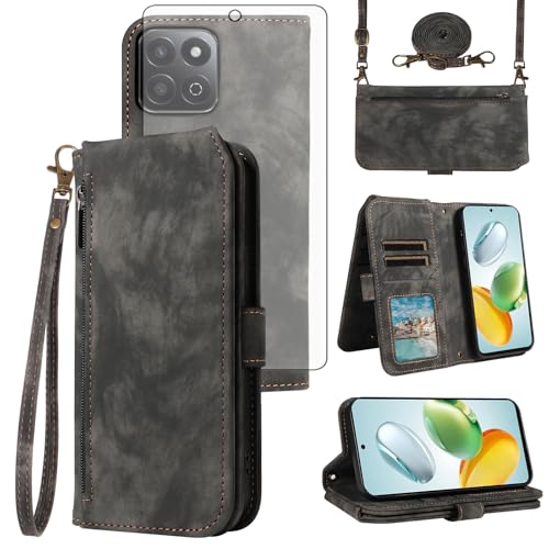 Housse Honor X7C 5G Antichoc Étui Portefeuille avec Porte-Cartes et Verre Trempé Asuwish