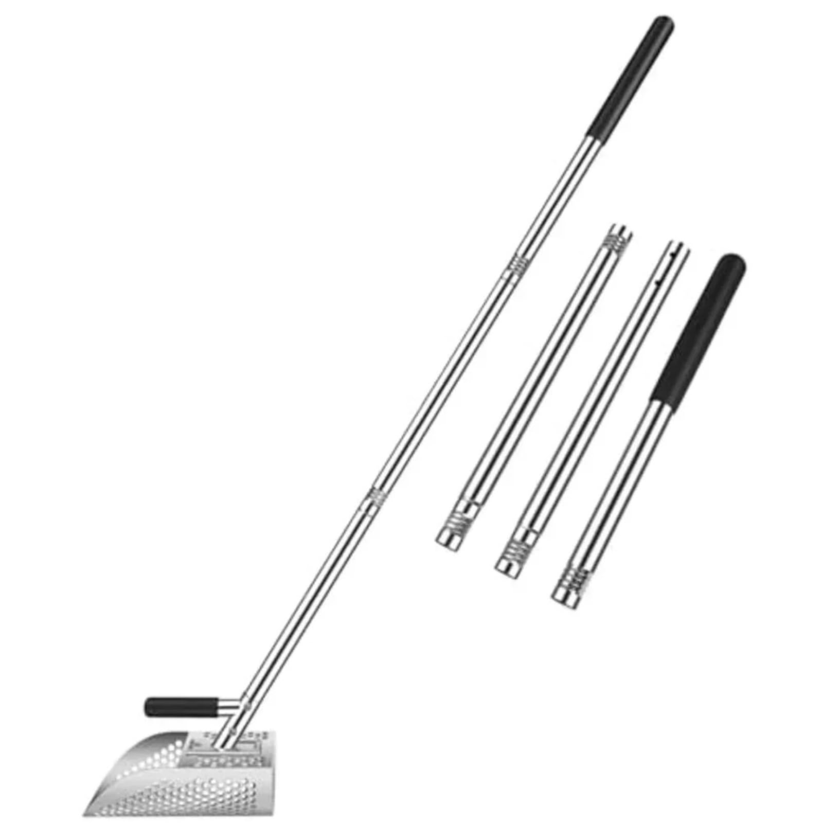 Rastrillo per pulci di sabbia Pala in acciaio inossidabile con manico lungo, pala for sabbia in , setacciatura della , esplorazione spiaggia(4 sections)