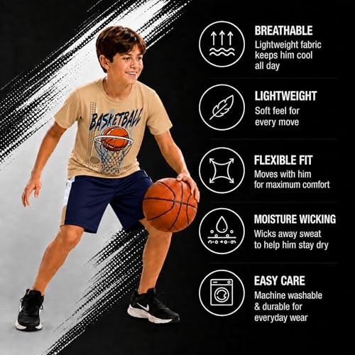 Image of Pro Athlete Active Boys Short Sets - 3 Piece Performance Short Sleeve T-Shirt and Dry Fit Shorts - Boys Athletic Sets (8-16)