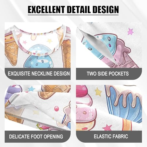 ALAZA Ice Cream Star on White Pajamas Short Sleeve 2 Piece Sleepwear Top and Bottom Pajama Set Unisex4