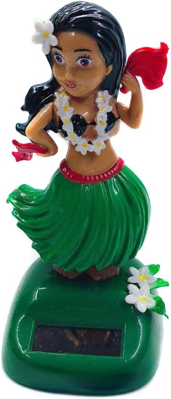 SEADEAR Hawaiian Hula Dancer Girl Sola Solar Powered Car Ornaments for Dashboard, Shaking Head Dancing Doll Car Ornaments for Car Office Desk Decoration