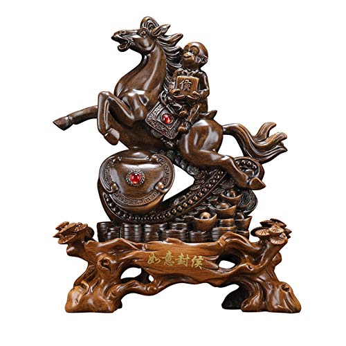 Escultura Acento Estatua De Animal De Resina Mono Sentado A Caballo Escultura Feng Shui Adornos De La Suerte Decoración De Escritorio De Oficina Regalo De Negocios Estatua De Mesa