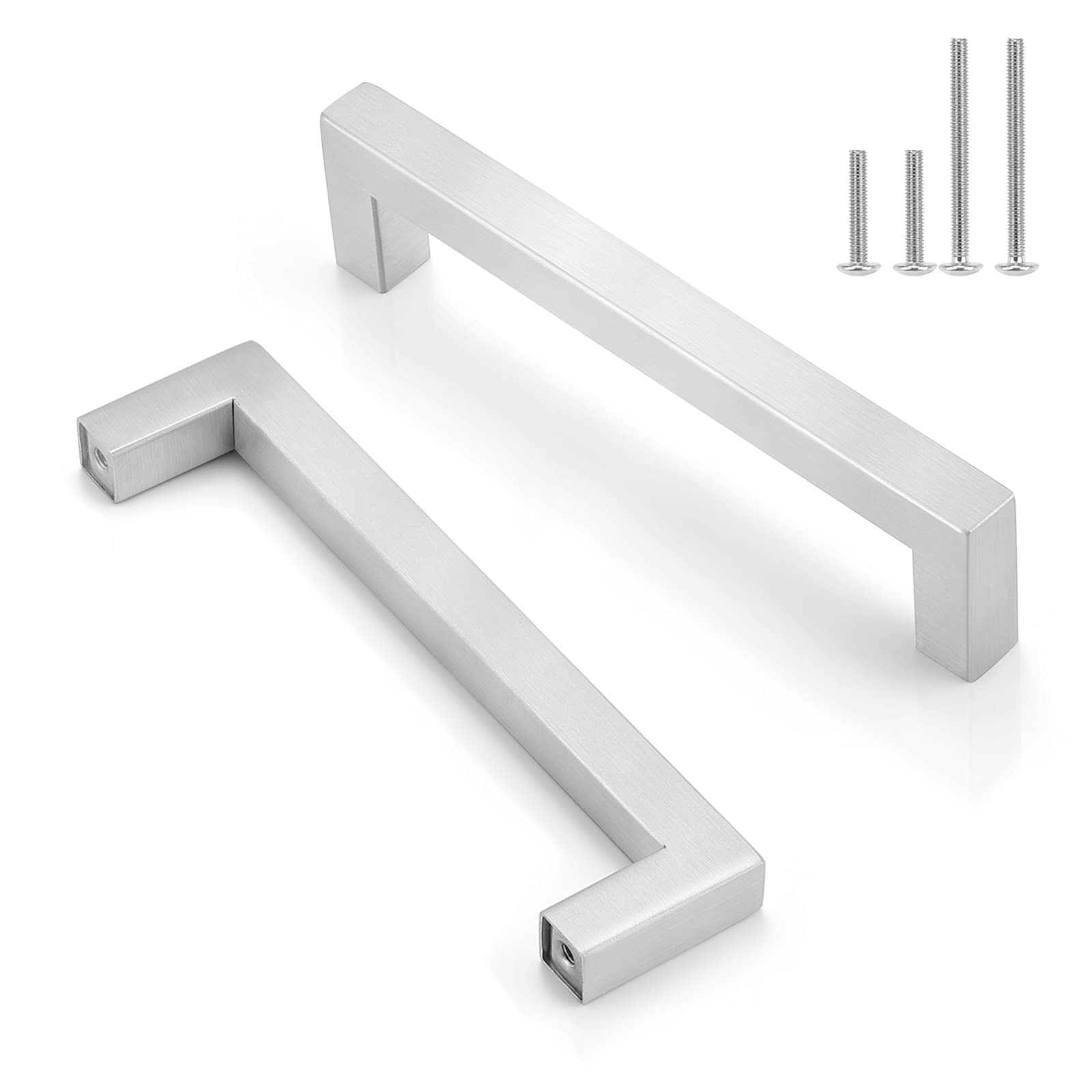 Gobrico5in(128mm) Kitchen Cabinet Hardware Handles And Knobs 5in Holes Centers Stainless Steel Cupboard Pulls Brushed Nickel Finished 10Packs