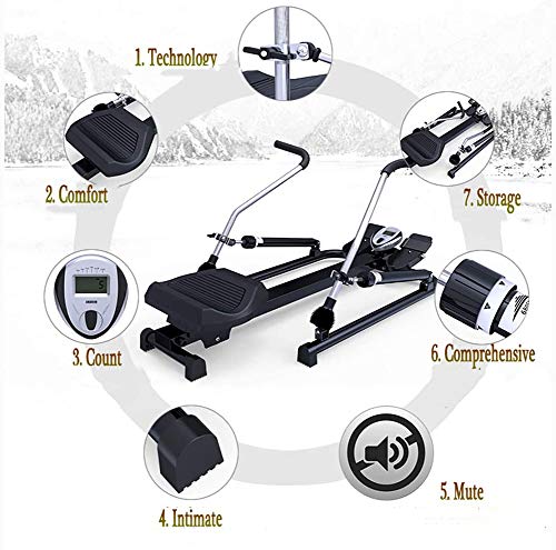 Image of Multi Function Rowing Machine,6 Level Adjustable Resistance 120Kg Max Weight Exercise Fitness Machine Indoor Household Foldable