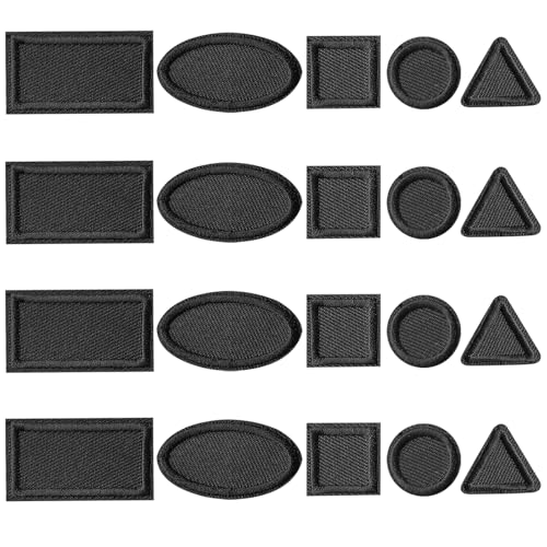 20 Pcs Black Mini Geometric Shapes Iron on Patches,...