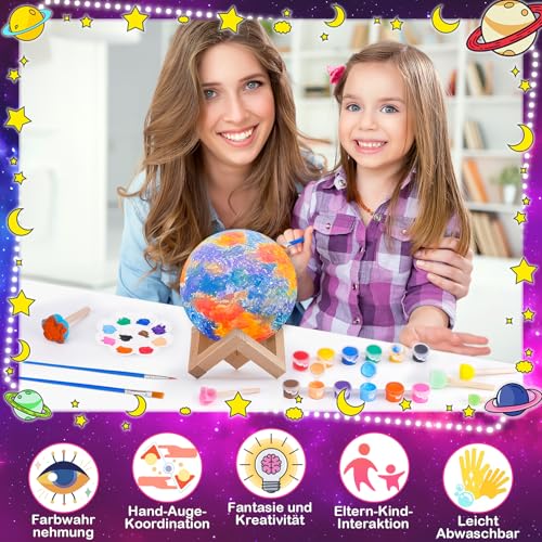 Bastelset Kinder ab 6 8 9 10 Jahre: Mädchen Geschenke 7 8 9 10 11 Jahre Basteln für Mädchen 8-9-10-11 Jahren Nachtlicht Kinder Spielzeug ab 5-12 Jahr Junge Lustige Geburtstagsgeschenk Mondlampe Malset