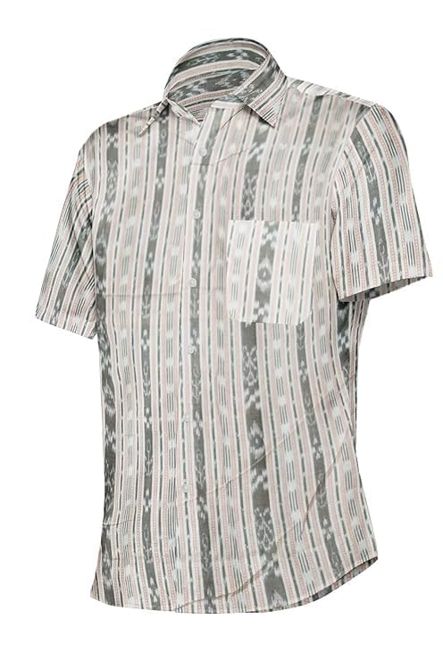Apolee ODISHA HANDLOOM 100% ORGANIC COTTON SAMBALPURI HALF SHIRT FOR MEN/BOYS (Small, WHITE)-picture-10