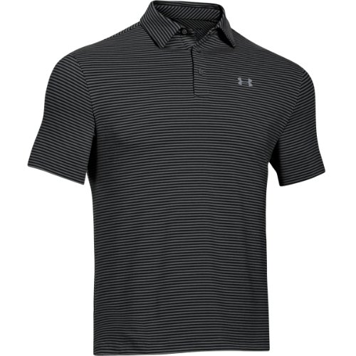 Under Armour Golf Mens Elevated Heather Stripe Polo Black/Carbon Heather/Steel XL