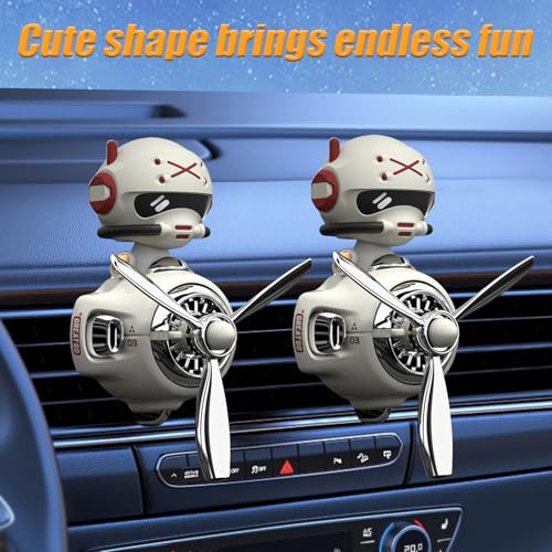 Image of 2Pcs Car Air Fresheners, Cute Bear Pilot Automotive Air Outlet Creative Car Perfume Diffuser, Automotive Accessories Air Vent Decoration with 8 Fragrant Tablets (White 1+White 1)