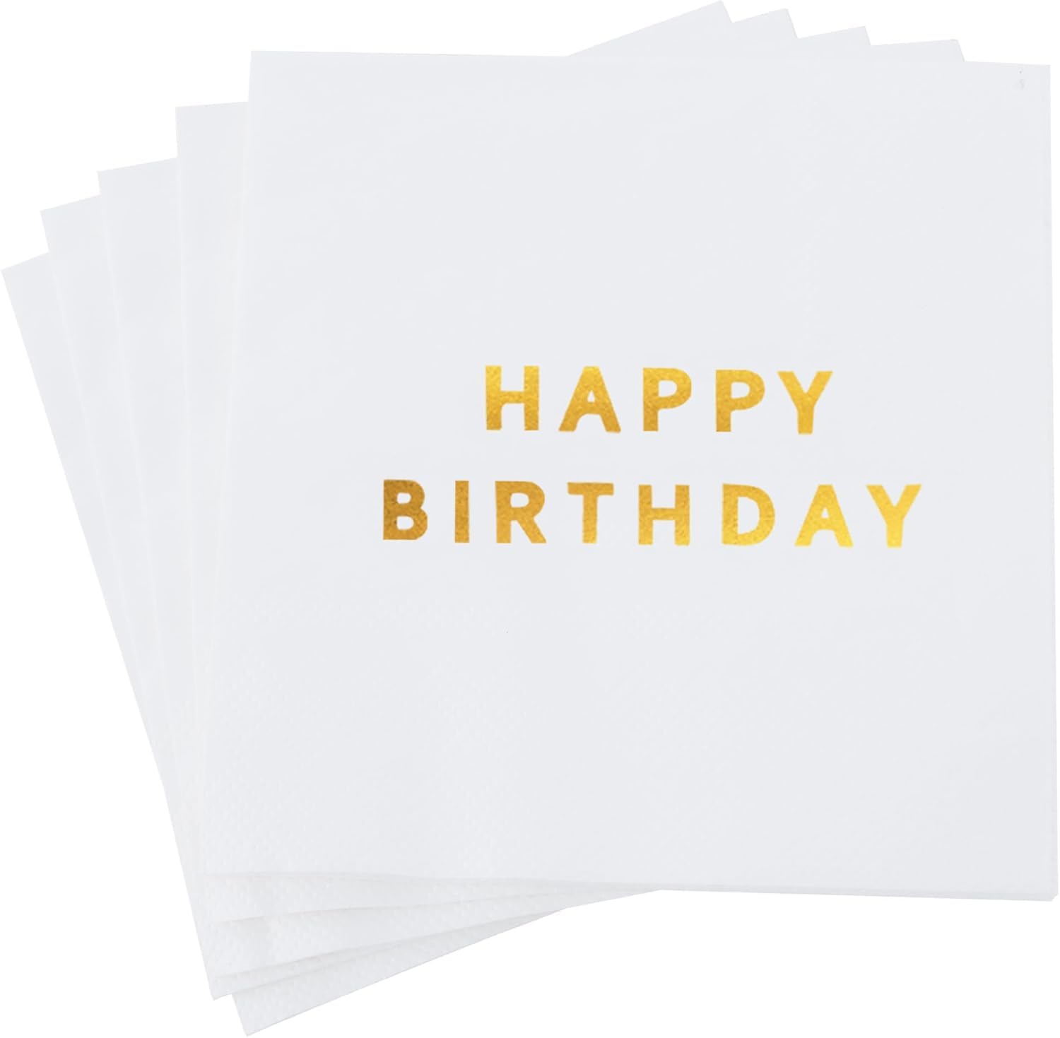DecoGlee 52 Pack Gold Foil Happy Birthday Cocktail Napkins - Birthday Party Dinner Hand Napkin for Party Supplies Decorations Table Decor for Women man(5" Folded 3 Ply-Gold White)