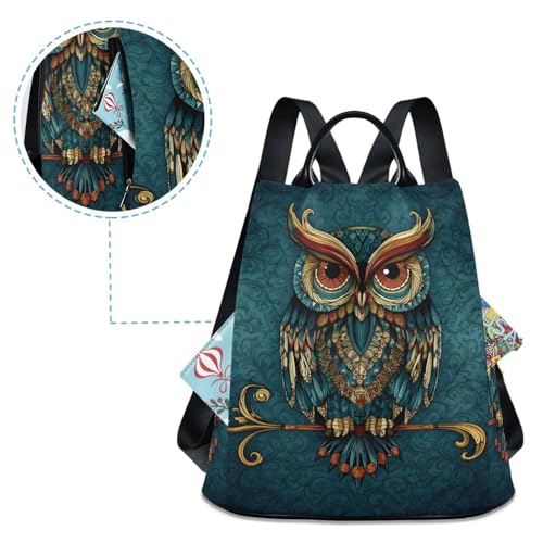 Image of ALAZA Owl Print Ethnic Backpack Purse for Women Anti Theft Fashion Back Pack Shoulder Bag