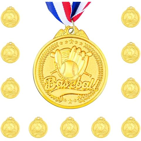Gocasmus Gold Medals for Kids 16 Pack Baseball Medals Party Favors Perfect Awards for Baseball Games and Olympic Party Medals Cover