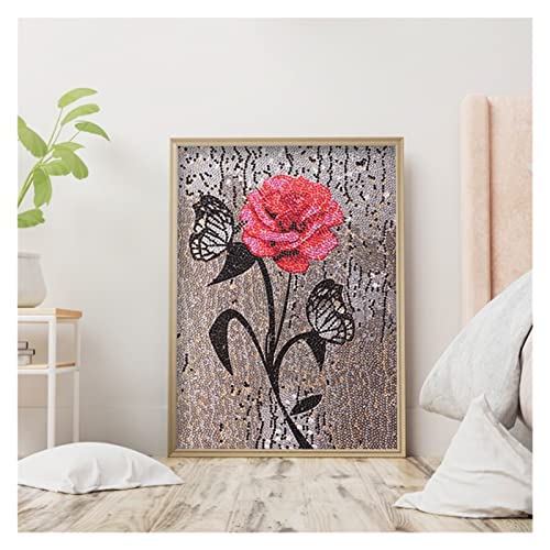 Speciaal gevormd kristalroos vol boor diamant schilderij boorhars steentjes tekening Diy Woondecoratie geschenk (Color… - Afbeelding 7