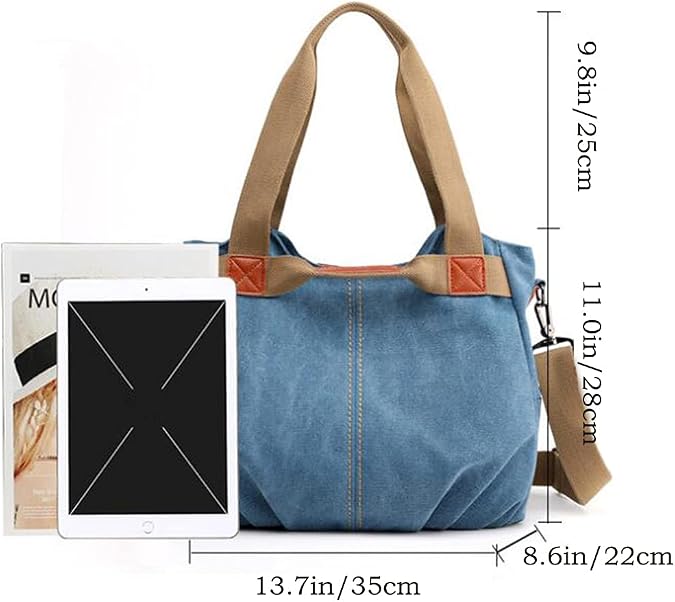 Canvas Retro Large Capacity Tote for Women Hobo Clutches Shoulder Crossbody Messenger Bags
