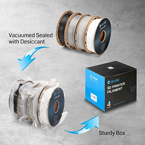 Filamento ABS 1,75 mm para Impresoras 3D - Precisión +/- 0,02 mm - Paquete 4 Unidades 500 g - Negro, Blanco, Gris, Plata. - Fernando Cortés