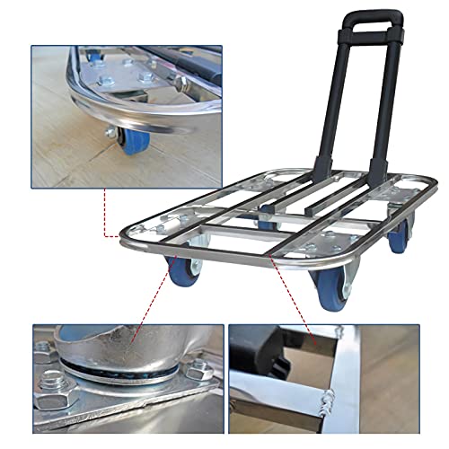 Carrito con ruedas plegable para compras y viajes con base de acero inoxidable 4