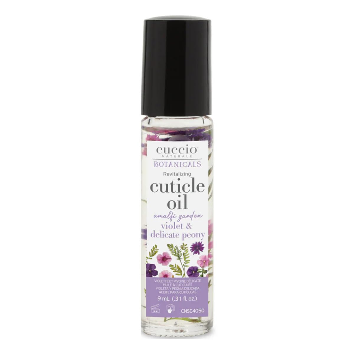 Cuccio Naturale Roll-On Cuticle Oil – Violet & Delicate Peony Scent, 9mL Travel Rollerball – Revitalizing Cold-Pressed Oils for Dry Cuticles, Nourishing Hydration with Real Flowers & Botanicals
