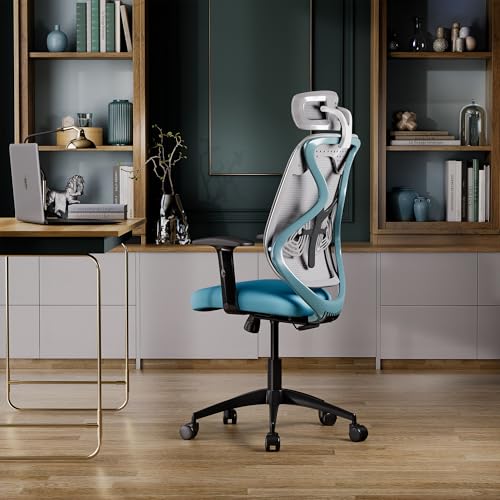 Wakefit Gravita Ergonomic Office Chair for Work | 3 Year Warranty | Multi-Lock Seat Slider and Recline | Soft Armrest with 3D Adjustability| Strong Nylon Base | 8+ Hours of Comfort| White and Green