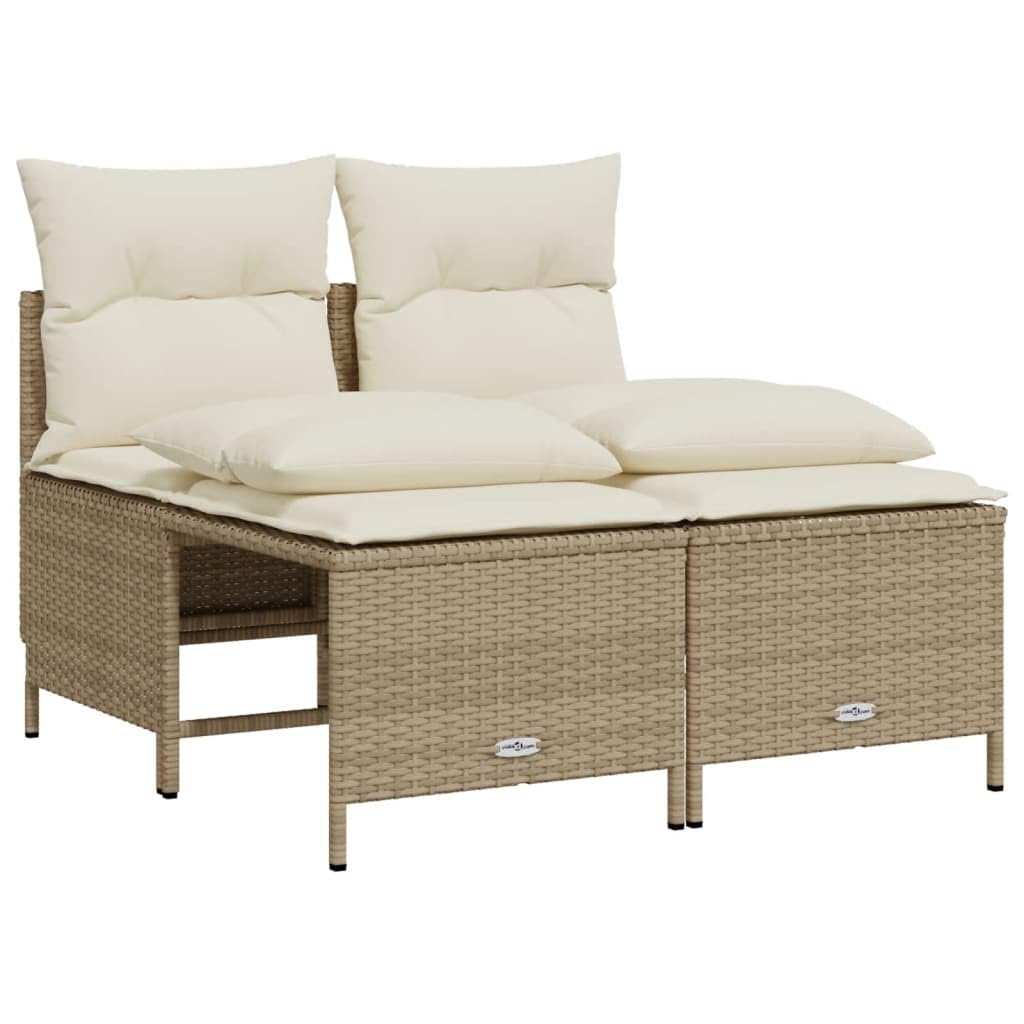 Salon De Jardin 4 Pièces En Résine Tressée Beige Avec Coussins - VidaXL Neuf