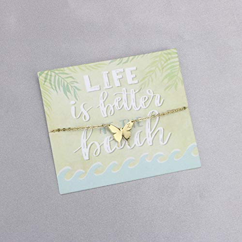 Butterfly Anklet Dainty 18K Real Gold Ankle Jewelry Personalized Simple Initial Letter S Alphabet Unique Beach Gifts For Women Her Girls Mom Daughter Sister Wife Girlfriend Fiancee Bridesmaid #TOP5