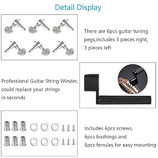 CHALA 7 PCS Mécanique guitare Clés Chevilles Mécaniques Accordeurs et manivelle guitare,3L3R guitare acoustique… - Les Beatles, Paul McCartney, John Lennon, RIngo Starr, George Harrison CHALA 7 PCS Mécanique guitare Clés Chevilles Mécaniques Accordeurs et manivelle guitare,3L3R guitare acoustique… – Image 6