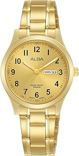 ساعة أنالوج كوارتز ستاندرد من الفولاذ مقاوم للصدأ للنساء من البا AN8066X، مقاس 28 ملم، ذهبي