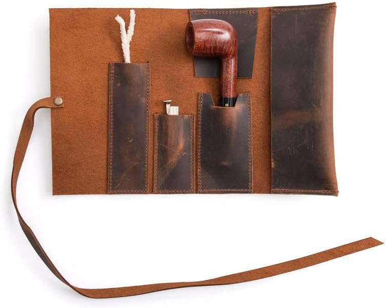 Tobacco Leather Mini Pipe Pouch: Handmade Pocketsize Pipe Bag for 1-Pipe