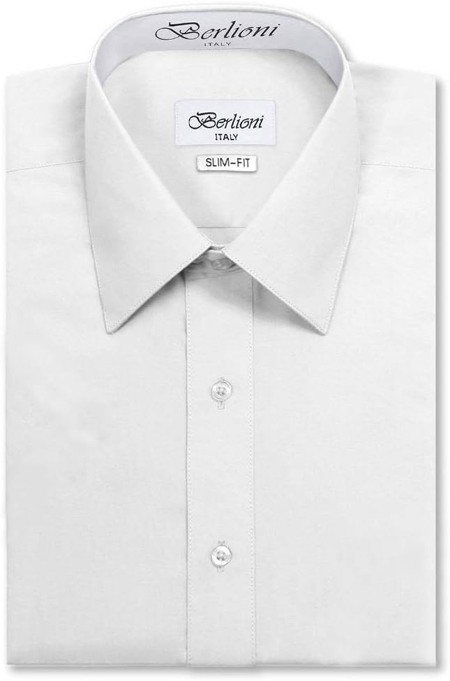 Berlioni Italy Men's Long Sleeve Premium Slim Fit Dress Shirt
