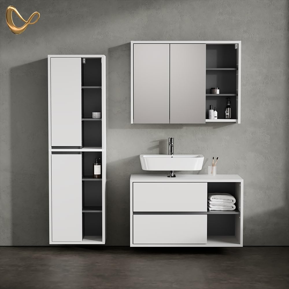 Livinity Armario de baño Vomano, Blanco, 50 x 170 cm