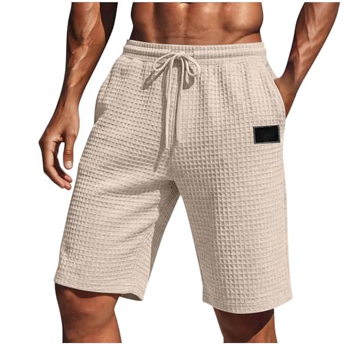 Short Homme Shorts Respirant Accessoire Running Cordon de Serrage Shorties Couleur Unie Shorts Jogging Court Fitness Course Mens Fashion Short Large Homme Travail Ete Kaki