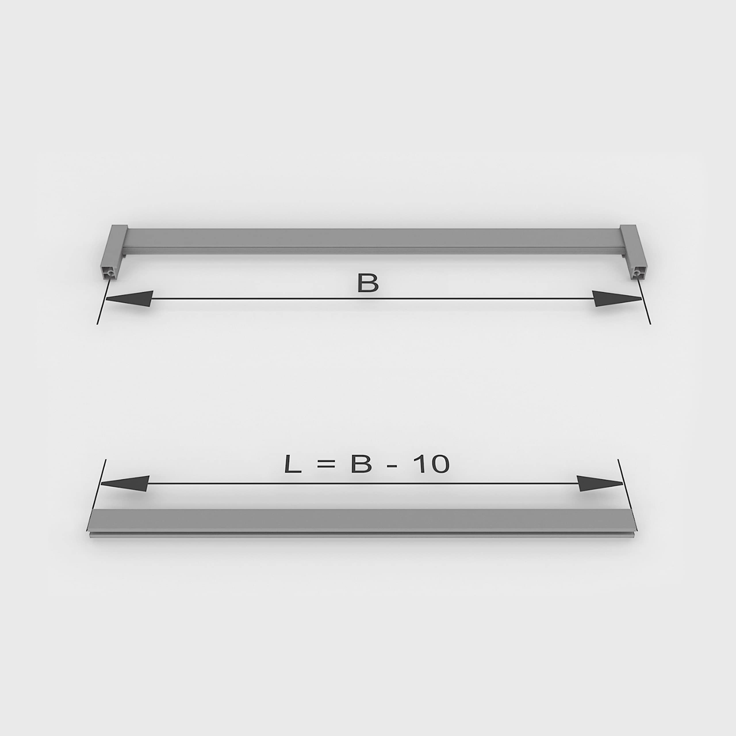 Emuca - Kit de barra para armario Luxe, 1,15 m, Titanio, Aluminio y Plástico, 1 kit