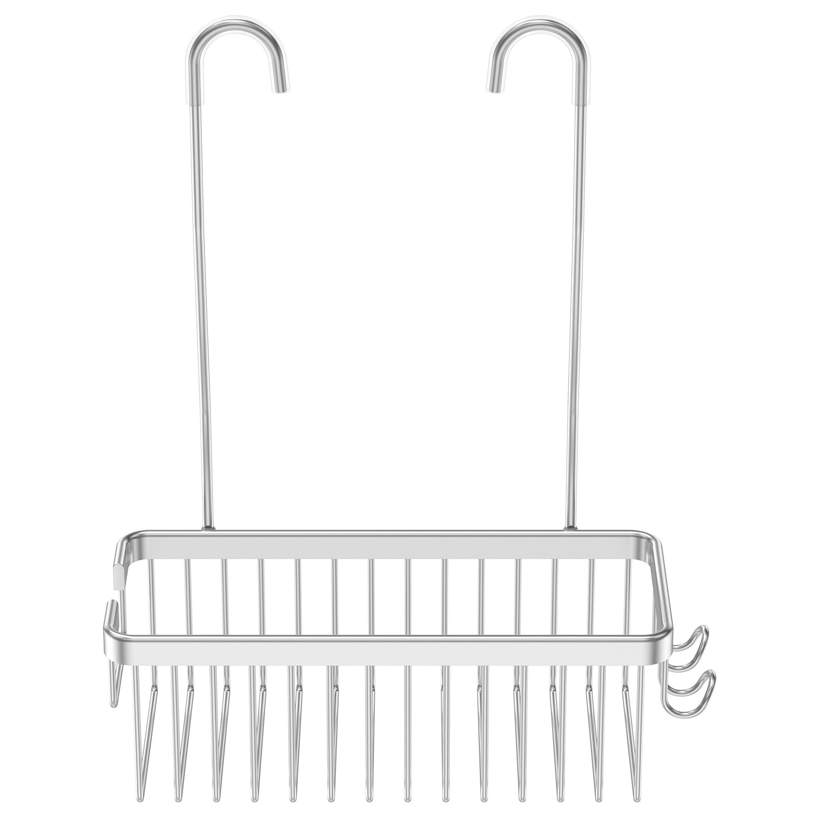 Hanging Shower Caddy Aluminum Hanging Door Shower Rack with Deep Mesh Basket Hollow Rustproof Shower Organiser for Dorm, Toilet, Bath and Kitchen (silver)