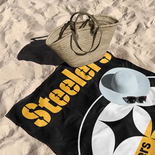 Image of Northwest NFL Pittsburgh Steelers Microfiber Beach Towel, 30 x 60 Inches - Quick Dry, Sand Resistant, Lightweight, Highly Absorbent, Incisor Design