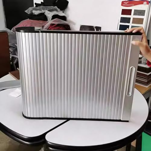 Customizable Roll Up Tambour Cabinet Door Kit - Waterproof ABS Sliding Door for Kitchen, Closet, Campervan - Easy Install Flexible Pull Down Gate with Track Hardware (66x61cm)