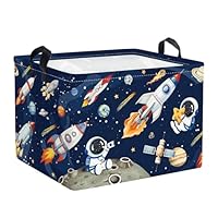 HUUMONSS Space Rockets Baby Laundry Hamper Collapsible Clothes Kids Storage Basket Astronaut Large Boys Gift Toy Box Bin for Nursery Room