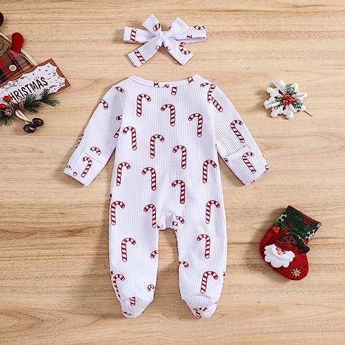Newborn Baby Girls Christmas Outfit Infant White Footie Romper2