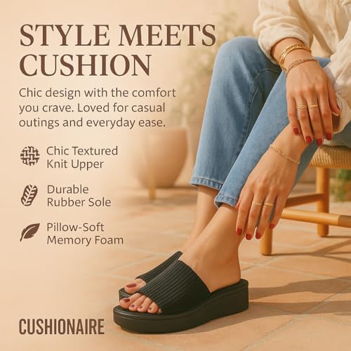 CUSHIONAIRE Pim Wedge Chunky Platform Womens Sandals with Firm Knit Upper & Memory Foam Summer Sandals for Women4