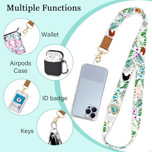 Image of Piefly Cell Phone Lanyard Crossbody Wrist Strap Adjustable for Women Leaf | Travel Daily Cruise, Around the Neck, Hands-free, Universal, Fit Keys ID badge, Accessories, Compatible with Most Smartphones